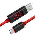 Nylon smart display data cable in black and red, 1-metre length, compatible with Apple Android Type-C
