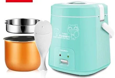 Miniature round rice cooker with mechanical controls and 2L capacity for 1-2 persons