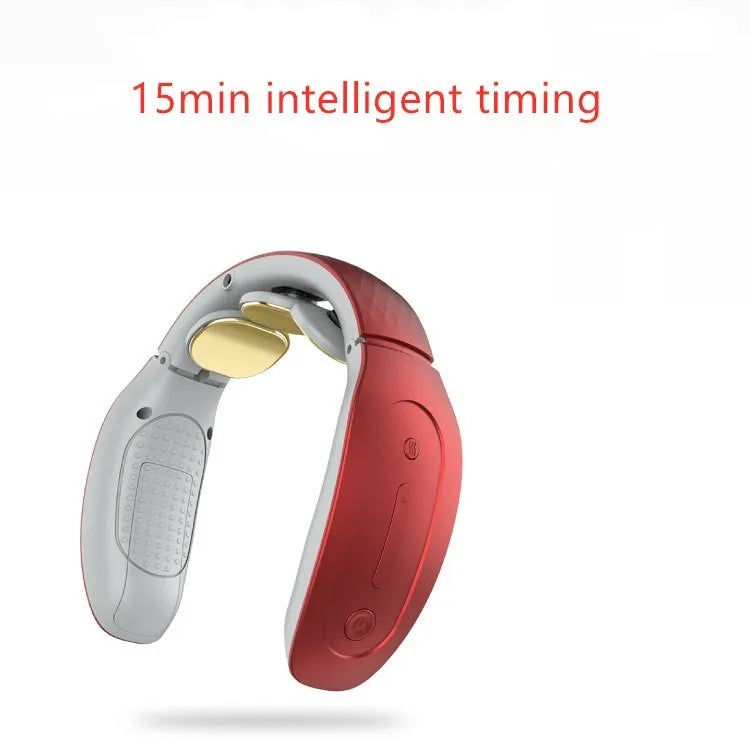Red and white intelligent cervical massager with three contact points and computer control display