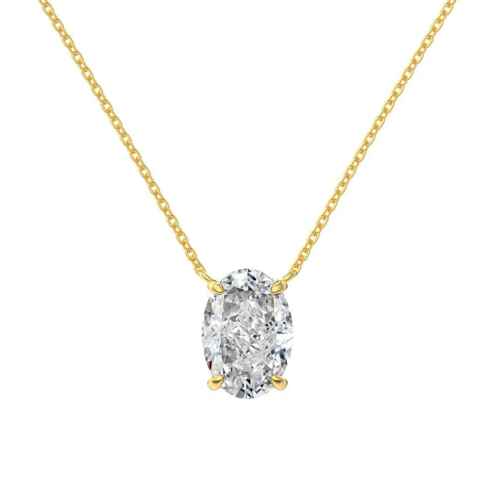 S925 sterling silver oval ice flower necklace in gold or platinum electroplated finish