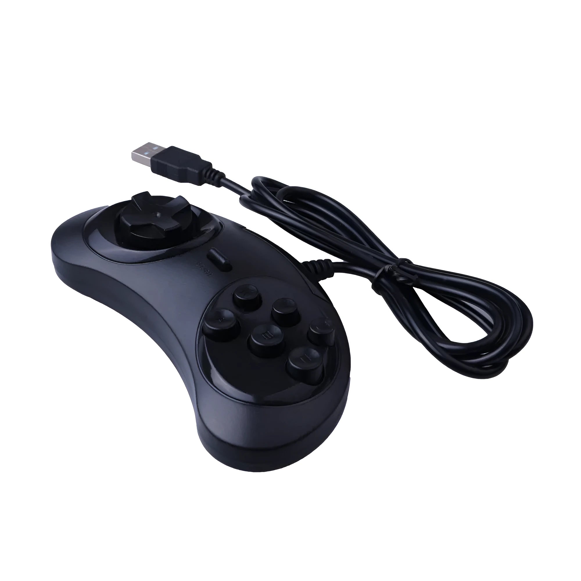 Black Sega USB PC game controller with 1.8 metre copper wire for Windows computers