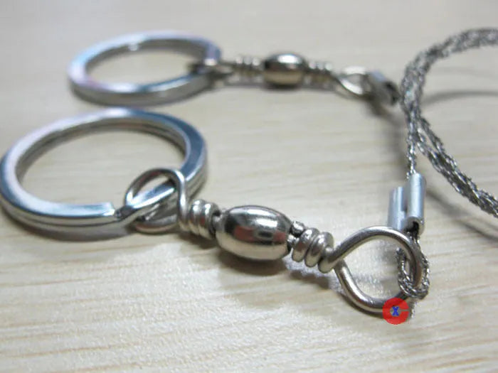 70cm stainless steel survival wire saw with pull ring and hoop handles for outdoor cutting