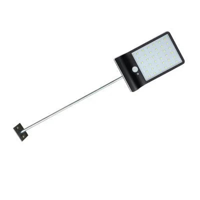 Black and white outdoor solar-powered garden lamp with IP65 waterproof rating for courtyard and balcony lighting.