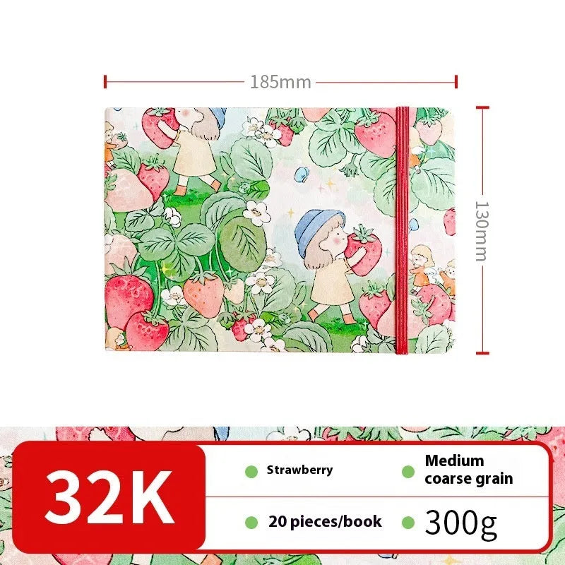 Feiluniao handmade fabric watercolour notebook with artistic cover design, 185mm length for portable sketching