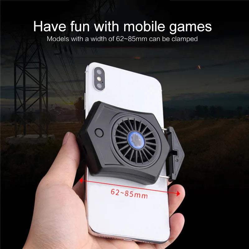 Black USB mobile phone cooling radiator for gaming smartphones and consoles