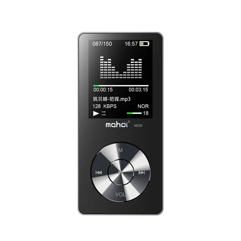 Gold, silver, or black metal MP3 music player with a 1.8-inch screen and key controls.