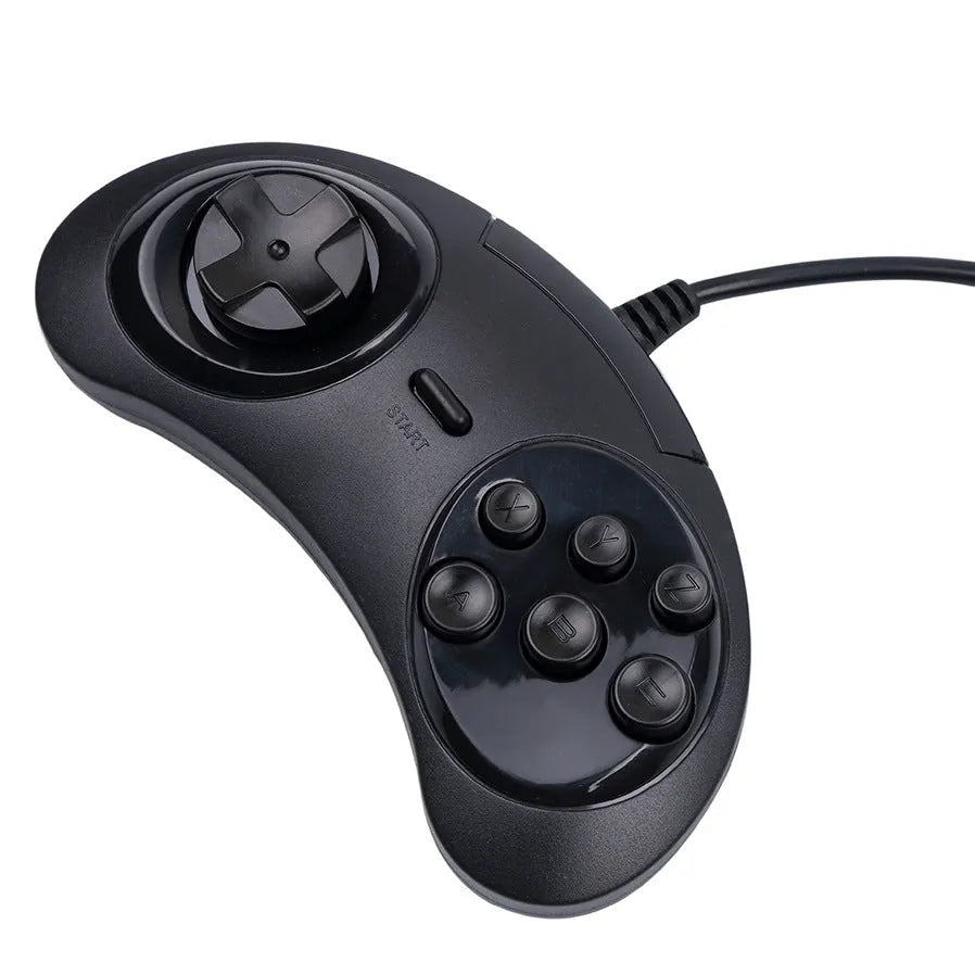 Black Sega USB PC game controller with 1.8 metre copper wire for Windows computers