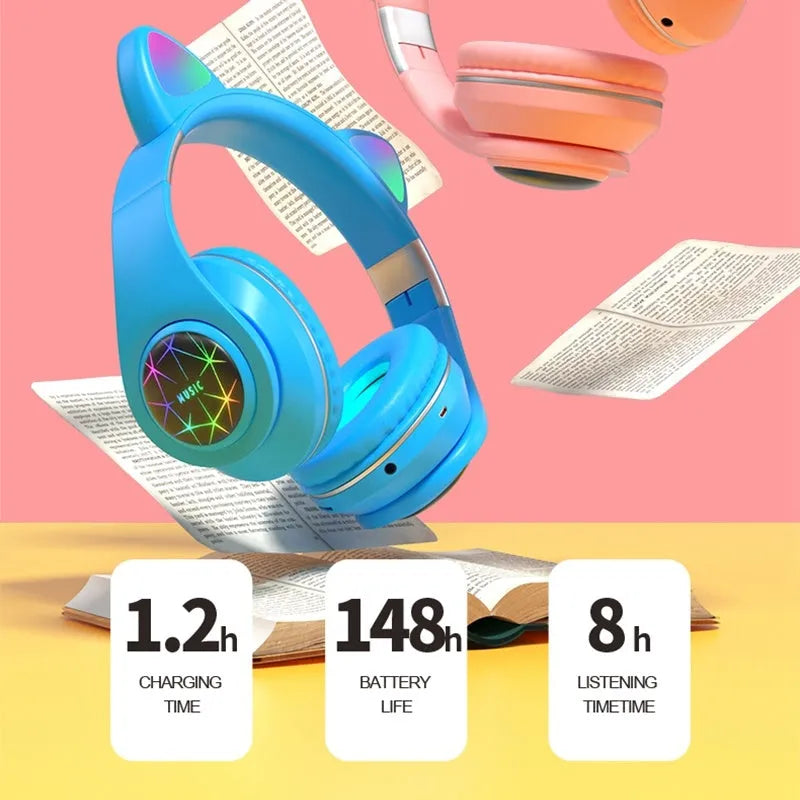 Wireless Bluetooth sports headphones with cat ear design in six colour options
