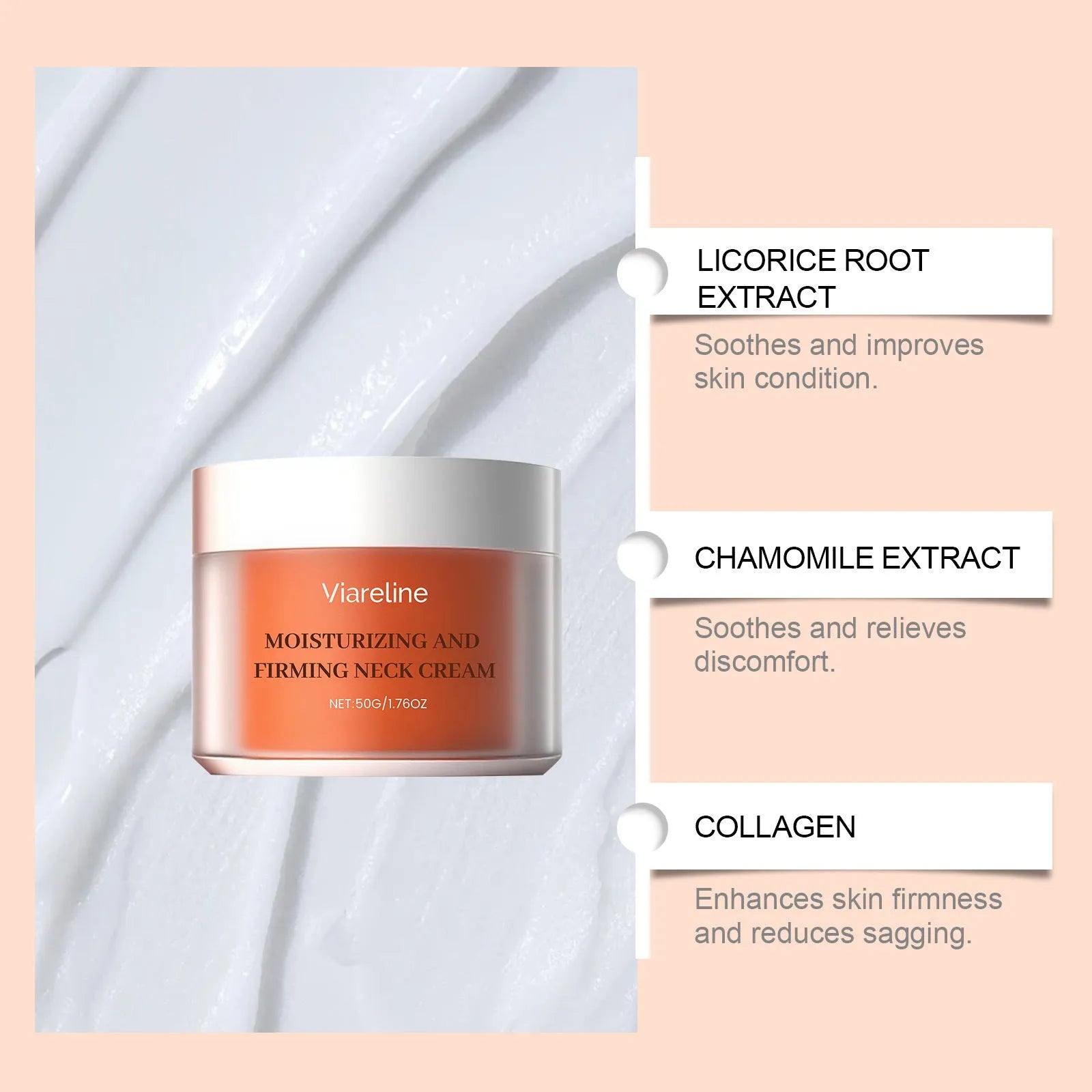 50g daily moisturising neck cream in a compact square jar for contour care.
