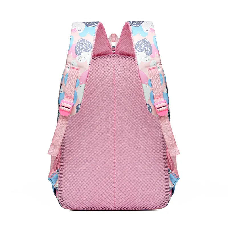 Blue children's school backpack with air pillow shoulder belts and large capacity storage compartments