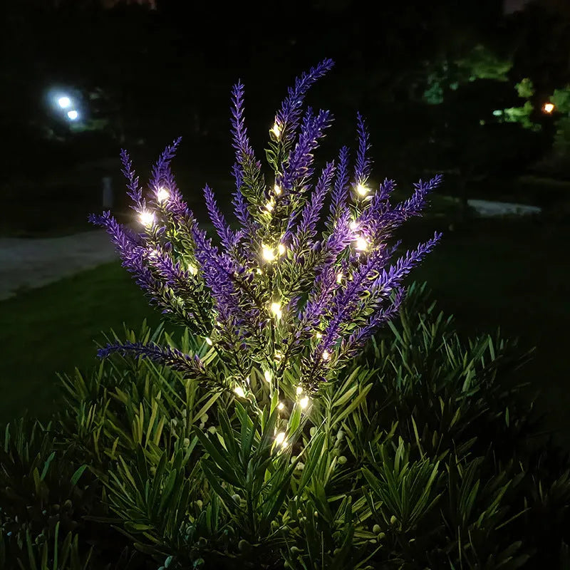 74cm solar LED garden light with flower shape design in lavender colour for outdoor courtyard decoration
