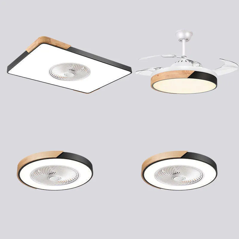 White Nordic ceiling fan lamp with integrated light fixture and remote control