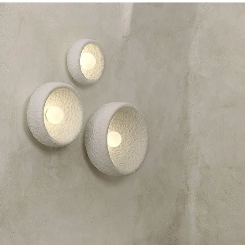 Japanese-style minimalist wall lamp with resin shade in three diameter sizes