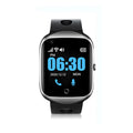 Square screen elderly positioning watch with GPS tracking and SOS calling features in black, blue, or silver colours