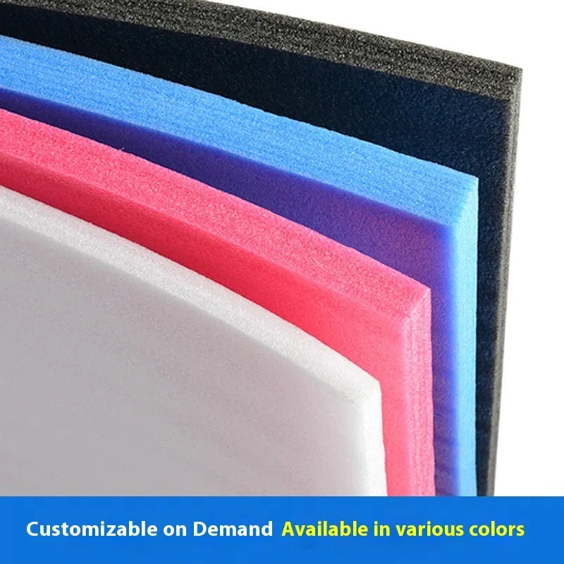 Large white rectangular EPE pearl cotton foam board showing thickness edge.