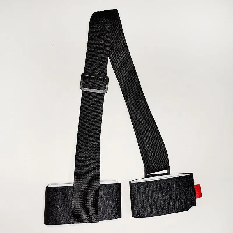 Adjustable skiing bandage strap with hook and loop fastening in black, blue, pink, and red colour options
