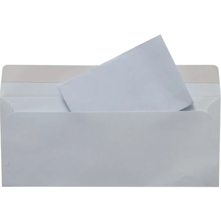 Blue anti-opening confidential envelope with self-adhesive security packaging measuring 105x240mm