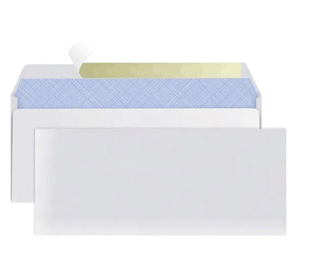 Blue anti-opening confidential envelope with self-adhesive security packaging measuring 105x240mm