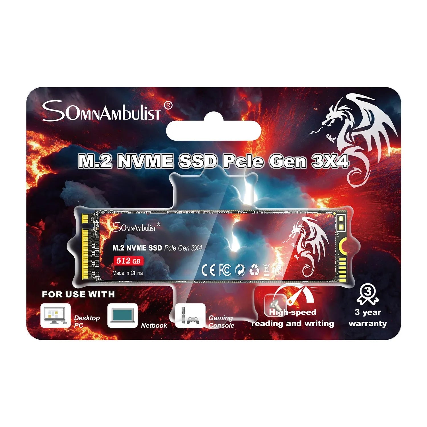 M.2 NVMe solid state drive for desktop computers showing 80mm x 22mm dimensions