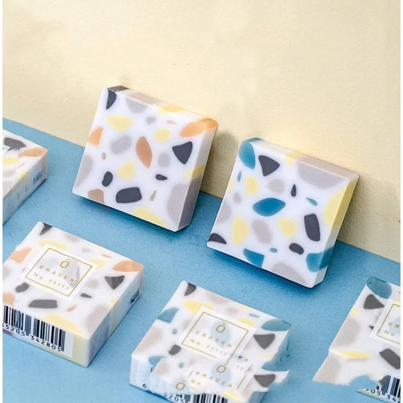 Brick-shaped rubber eraser for traceless pencil mark removal