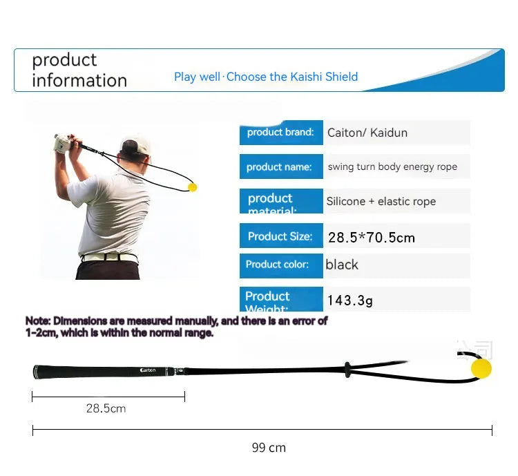 Black silicone elastic golf swing correction trainer for physical practice