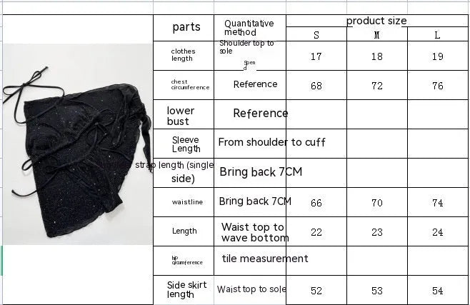 Black three-piece bikini swimsuit set with matching top and shorts on Asian sizing mannequin