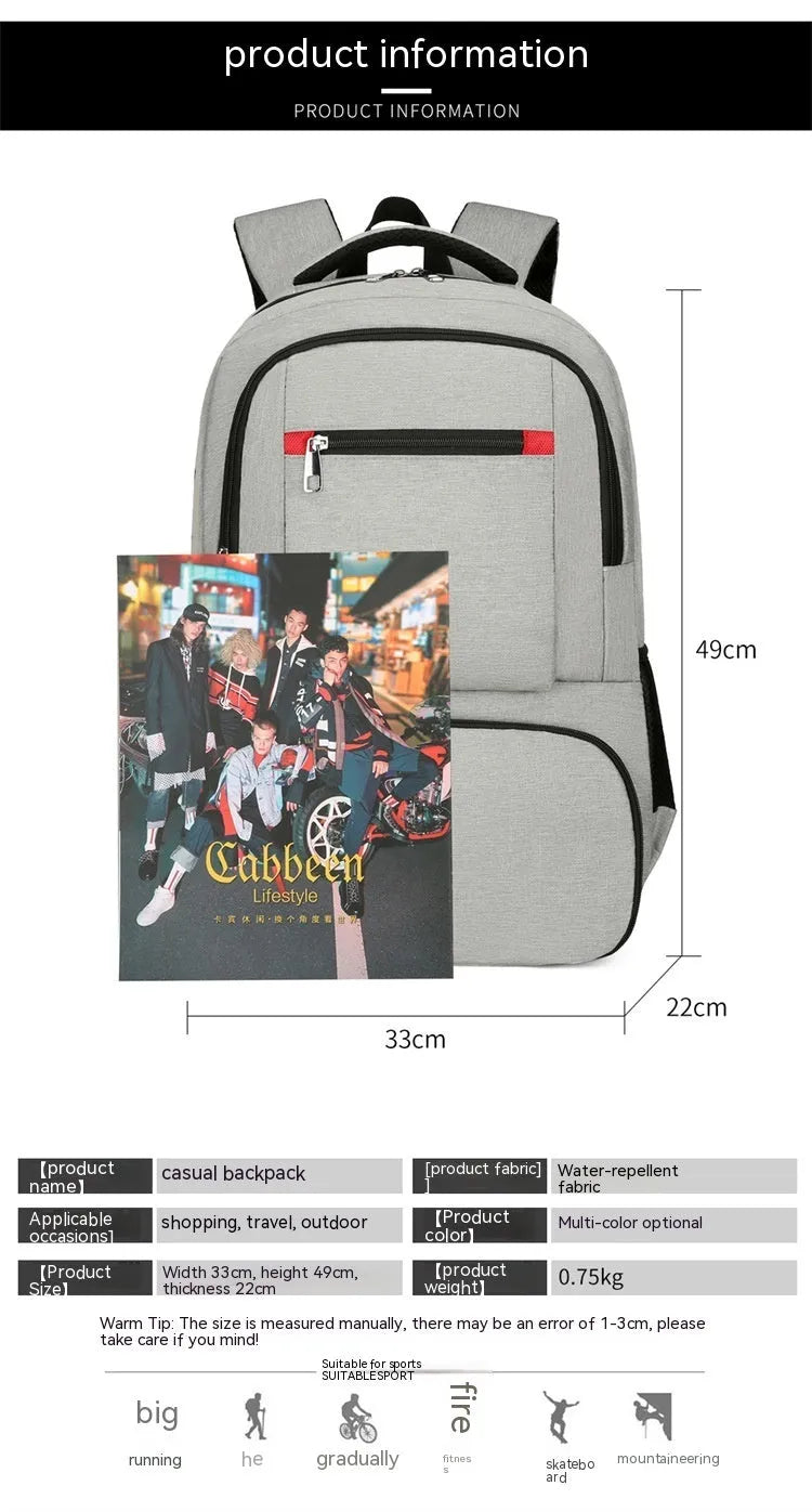 Light grey Oxford cloth insulated backpack with curved shoulder straps and dry wet separation compartments