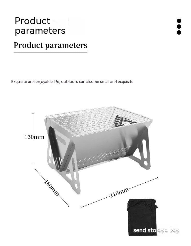Stainless steel folding barbecue oven with storage bag for outdoor cooking