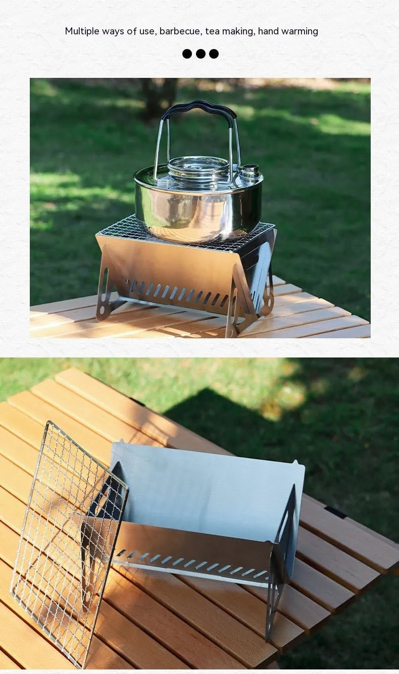 Stainless steel folding barbecue oven with storage bag for outdoor cooking