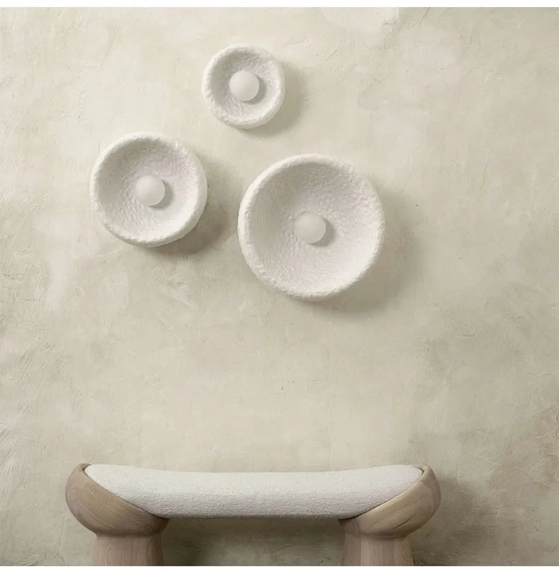 Japanese-style minimalist wall lamp with resin shade in three diameter sizes