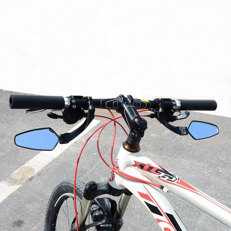 Black acrylic bicycle rearview mirror with rotatable adjustment mechanism