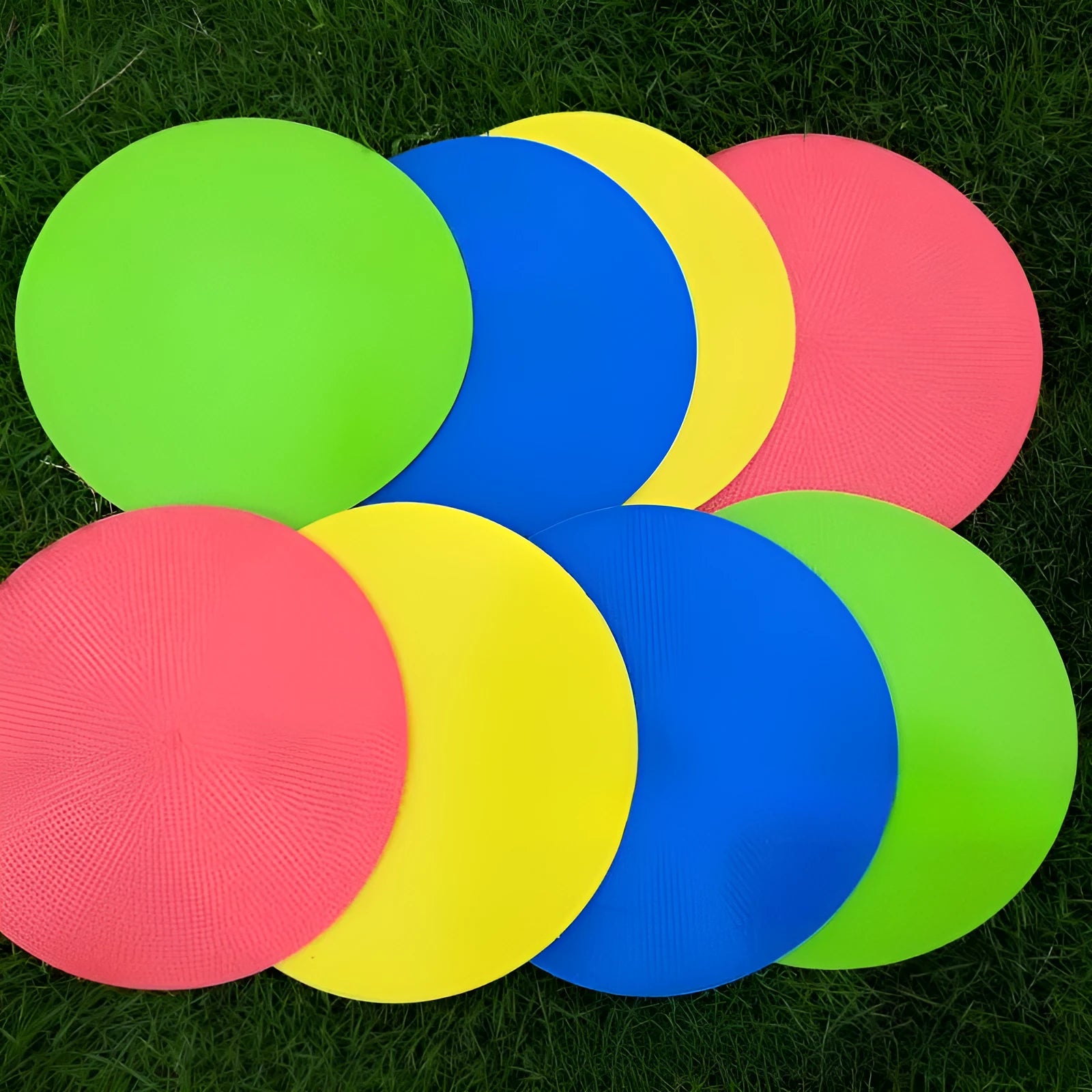 Soft TPE football landmark pad disc in bright colour for soccer training drills on grass field
