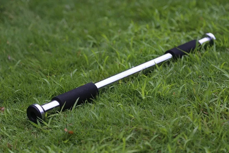 Adjustable steel horizontal pull-up bar showing single parallel bars design
