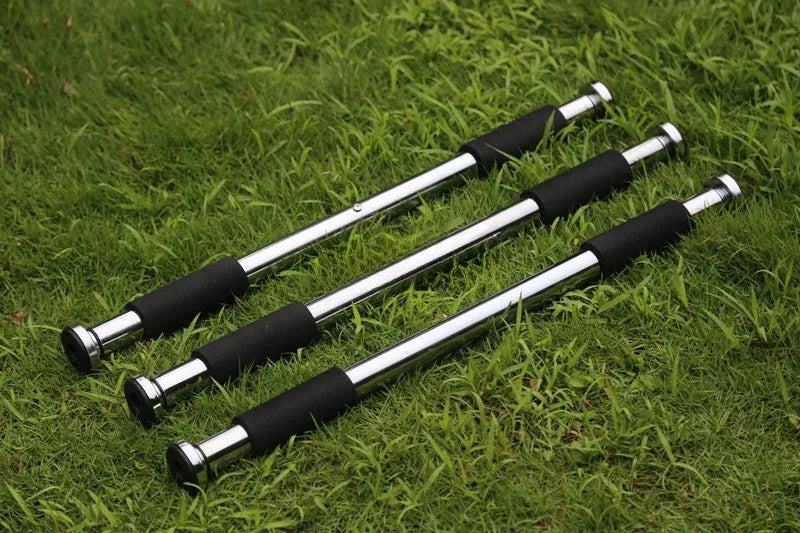 Adjustable steel horizontal pull-up bar showing single parallel bars design