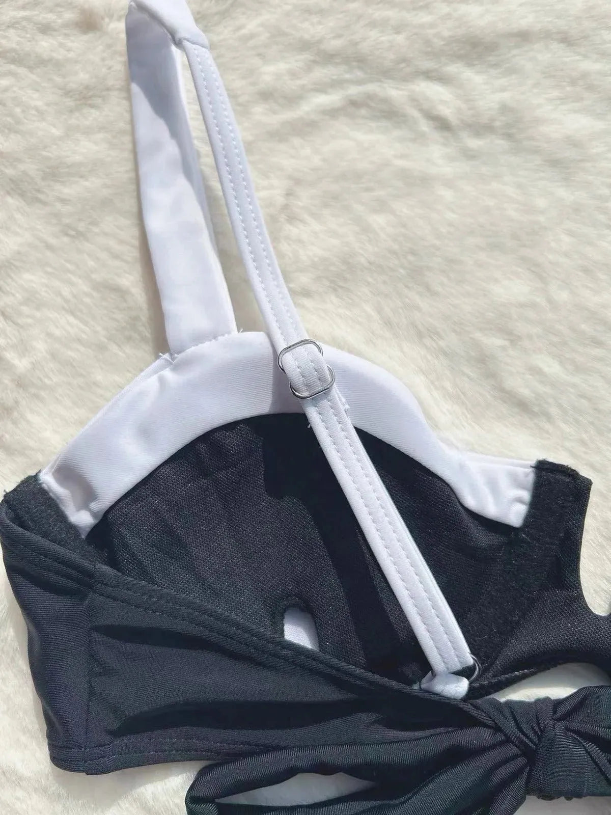 Black low waist bikini stitching split women's swimsuit with brief style