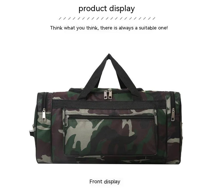 Camouflage waterproof luggage bag with 20-litre capacity and polyester stripe lining