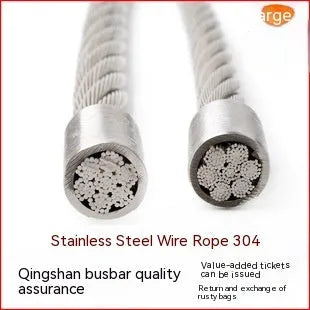 Coiled 304 stainless steel multi-strand security wire rope for anti-theft use.