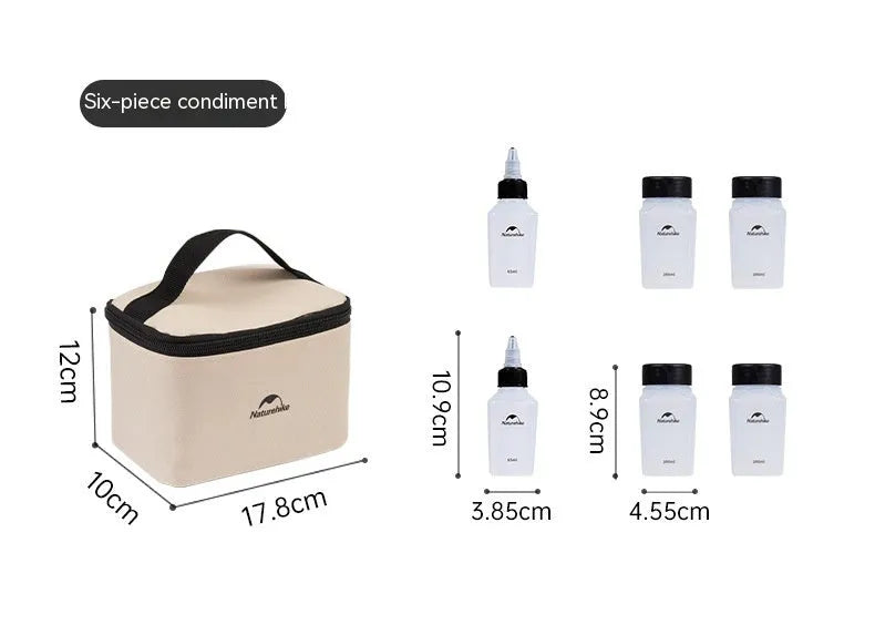 Naturehike six-piece PP plastic seasoning bottle set with modern simple styling
