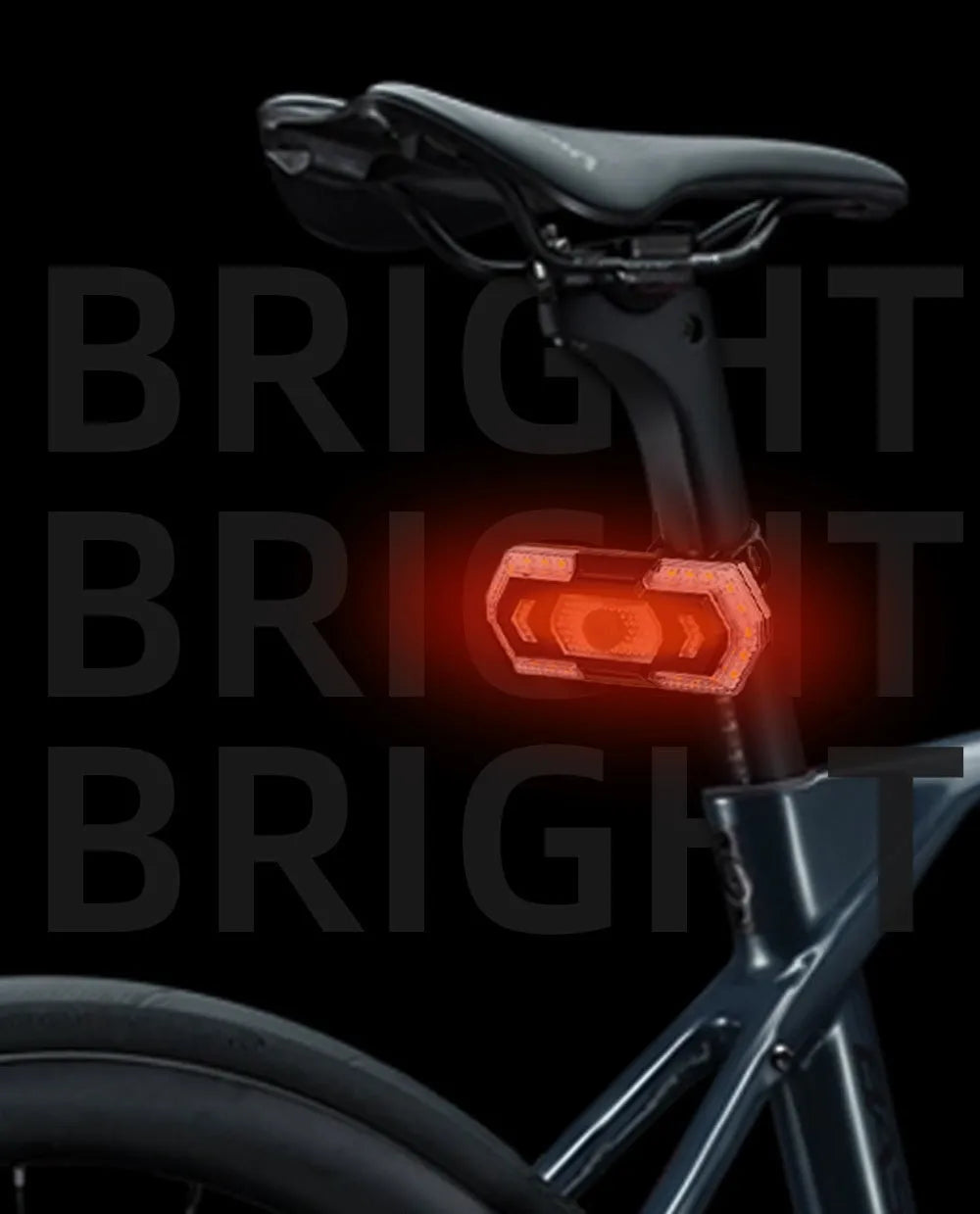 Black wireless remote control LED taillight for motorcycles and bicycles with USB charging port