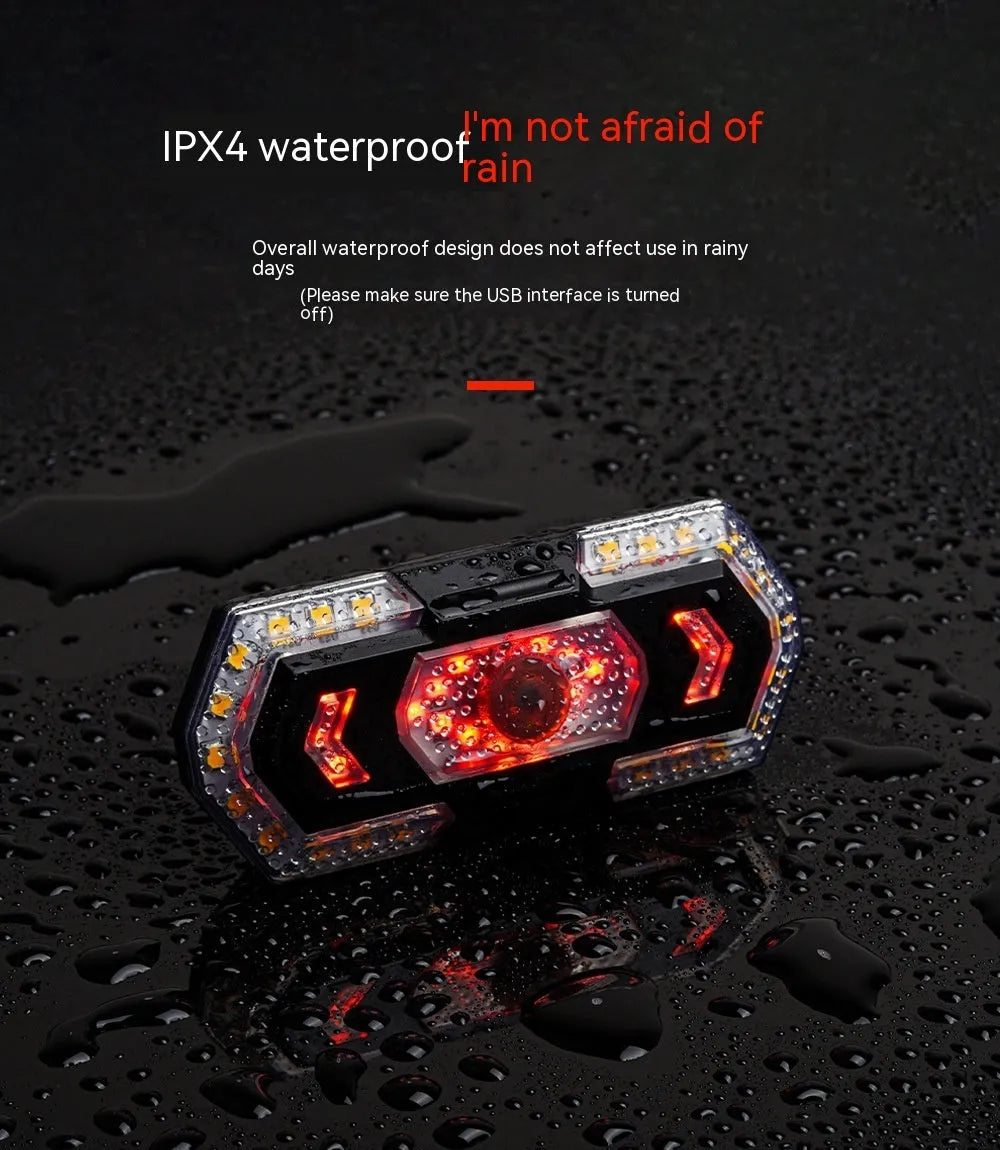 Black wireless remote control LED taillight for motorcycles and bicycles with USB charging port