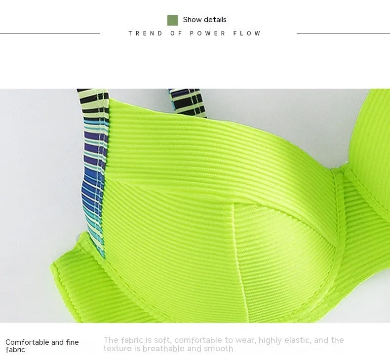 Green printed halter bikini set with matching split briefs for women
