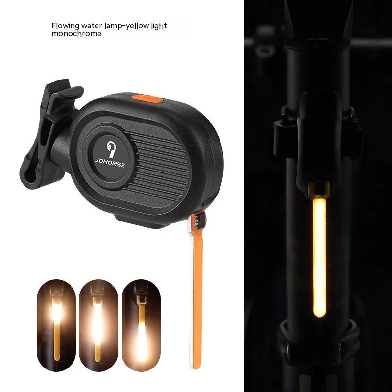 Bicycle taillight with animated running water or waterfall light effect in multiple colour options