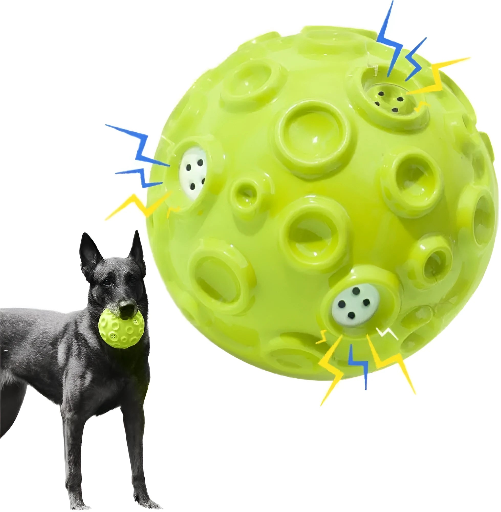 Durable dog chew toy ball with textured surface for teeth cleaning and anxiety relief