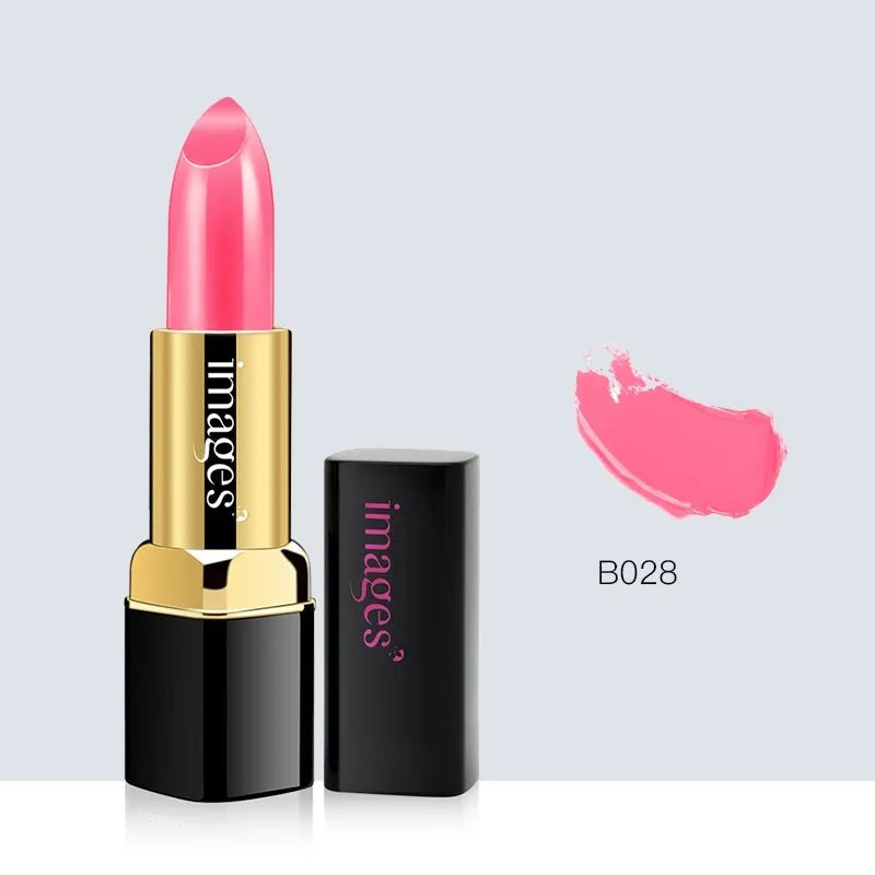 Moisturising lipstick tube in a choice of 10 colours including coral red and barbie pink.