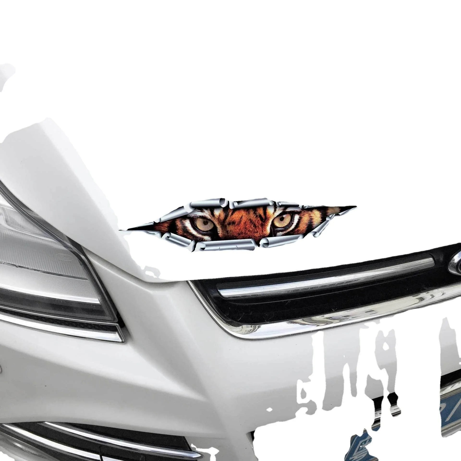 Tiger eye and eagle eye peeping car door sticker with 10x35 cm dimensions on transparent PVC adhesive material
