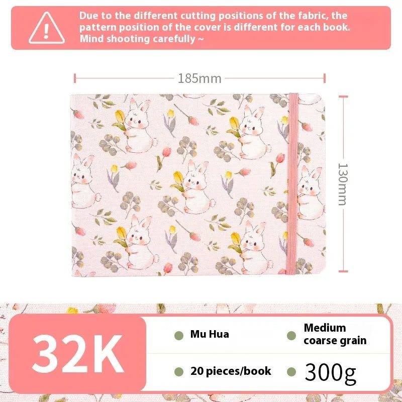 Feiluniao handmade fabric watercolour notebook with artistic cover design, 185mm length for portable sketching
