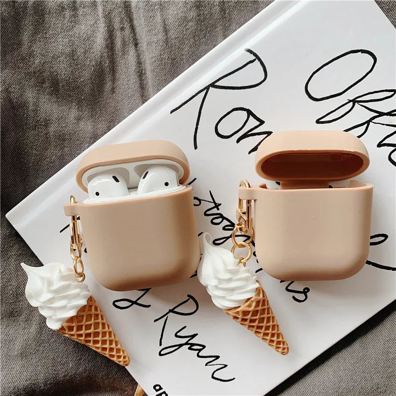 Cylinder ice cream design silicone case for Apple AirPods 2 wireless earphones in assorted colours