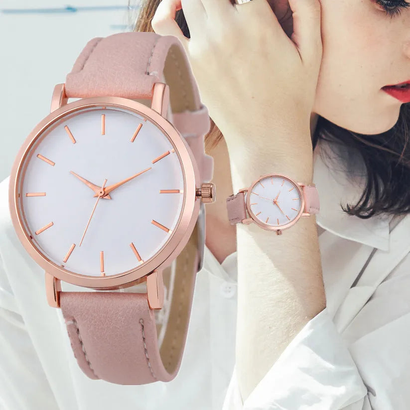 Square quartz watch with alloy case and PU leather strap in selected colour