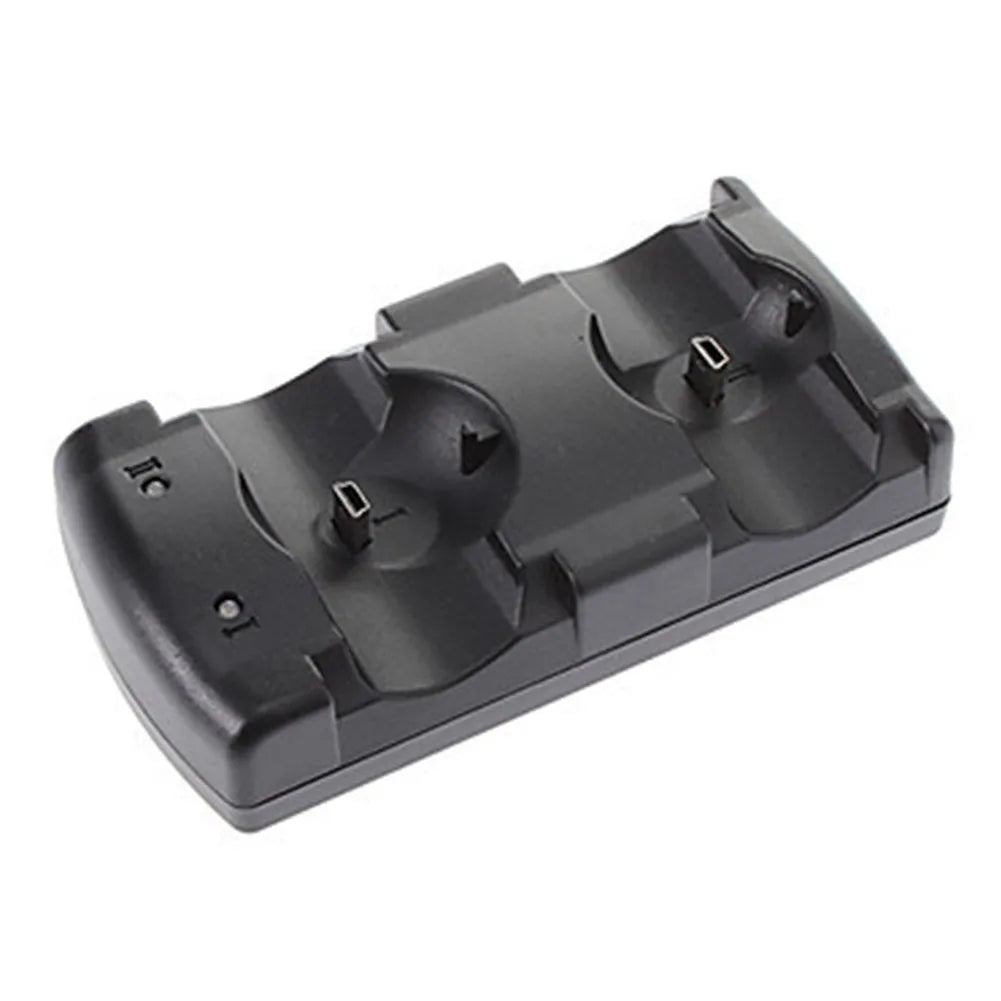 Black PS3 dual controller charging dock with USB cable for PlayStation 3 console