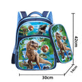 Blue cartoon anime print children's school backpack with pencil case